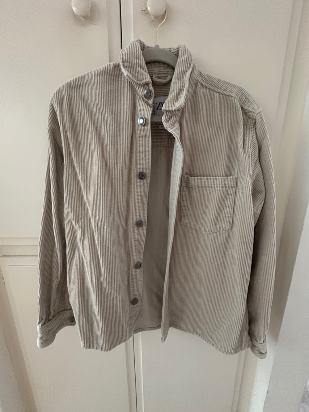 Zara Light Beige Corduroy Shirt Jacket